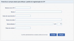 Formulário para regularizar CPF