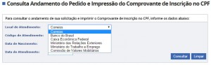 Impressão da inscrição do CPF