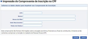 Impressão do Comprovante de Inscrição no CPF